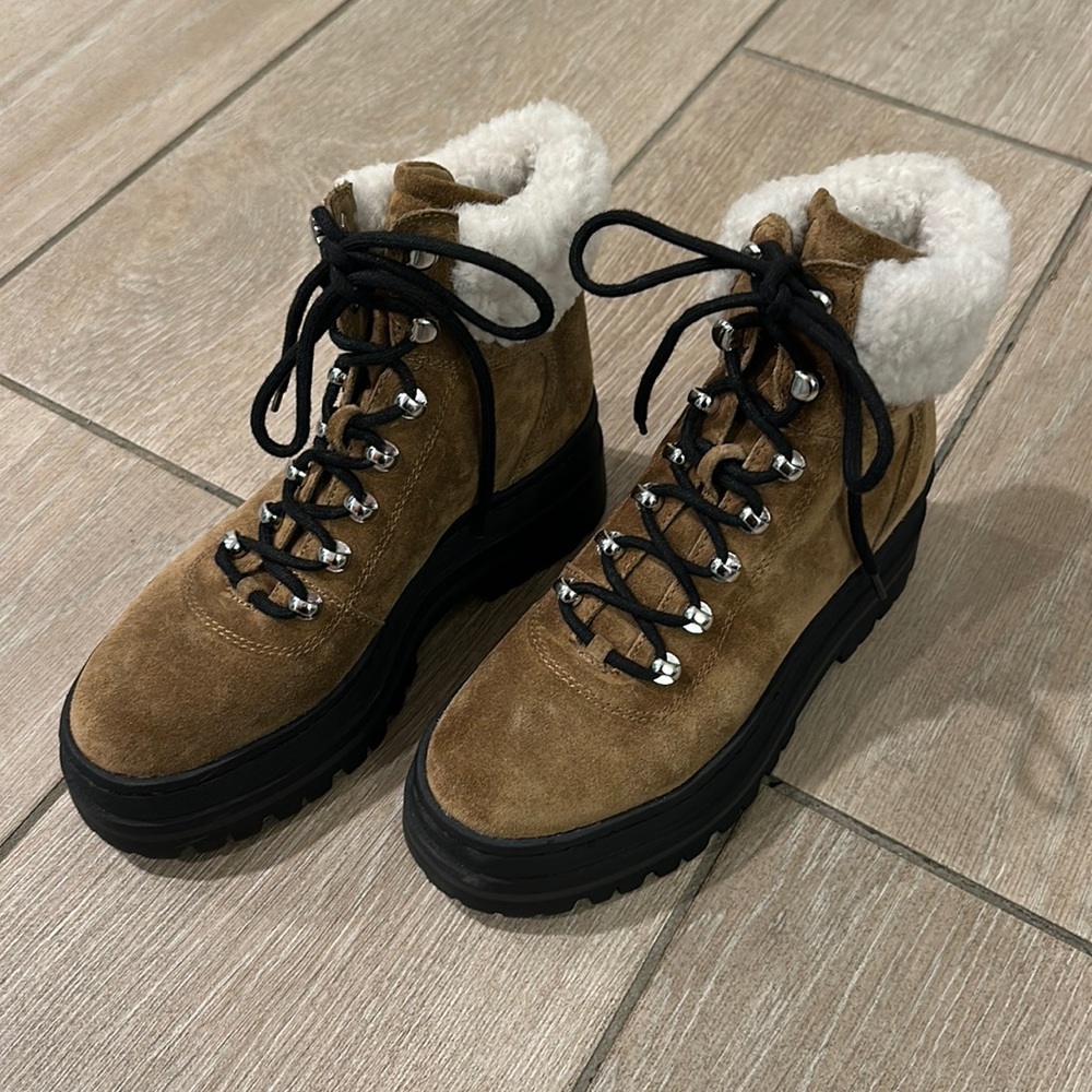 NEW Marc Fisher Chunky Leather/Sherling Winter Boot